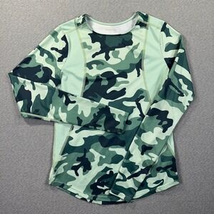 Simms Long Sleeve Fishing Shirt Womens Small Green Camo Performance Mesh Panels